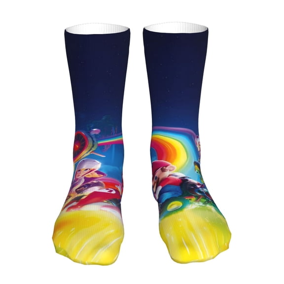 Saiise Mario Funny Socks Men Women Adults Novelty Graphic Crew Tube Socks Crazy Design Casual Dress Socks for Sports,Running,Travel