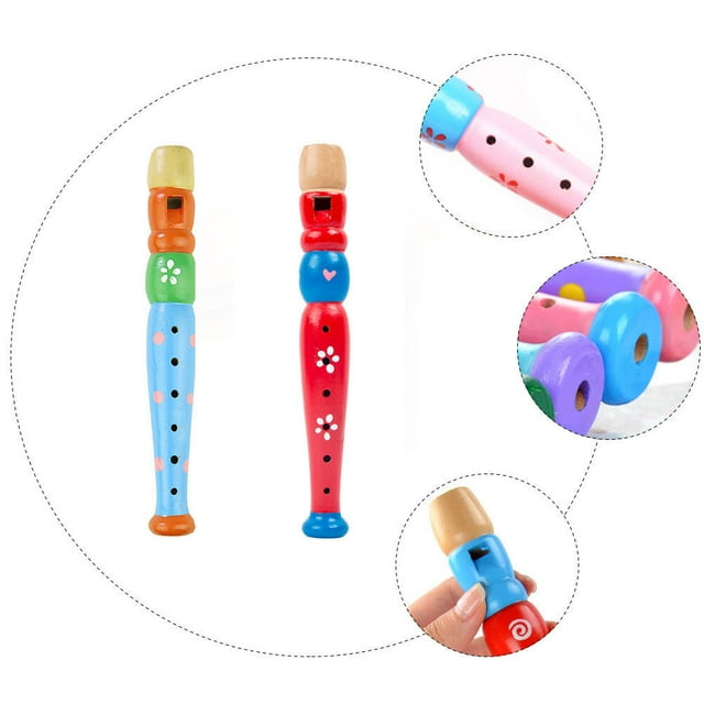 WEUVEB 2pcs Kids Musical Instrument Recorder for Beginners Wooden Toy for Early Education