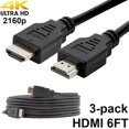 thumbnail image 1 of Paquete de 3 cables Digital 1.4 HDMI 4K Cordón negro de PVC por satéliteTeale (6 pies) SatelliteSale Cable HDMI, 1 of 5