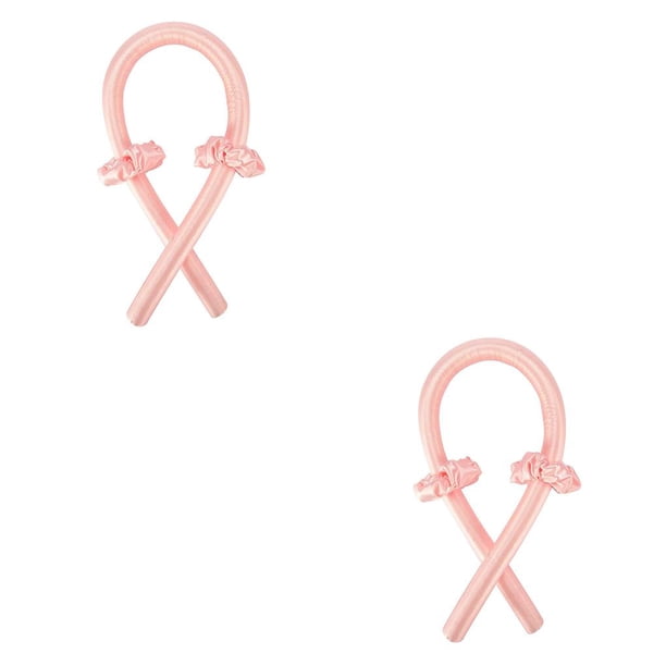 sweethay Juego de anillos para el cabello con varilla para rizar, 3 uds., rizador de diadema suave para dormir, formador de ondas para cabello rosado 2Conjunto