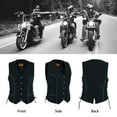thumbnail image 6 of Dream Apparel Womens Motorcycle Vest Black Denim Vest for Ladies Biker Riding Slim Vest With Braid and Side Laces, 6 of 7