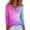 Hot Pink, variant on Cross Dyed Printed Long Sleeve Tops, Elegant Cowl Neck Pullover Shirt, Vibrant Ombre Design Velvet Blouse for Spring Holidays, Parties & Casual Wear, Fashionable Gifts (Light Purple L)