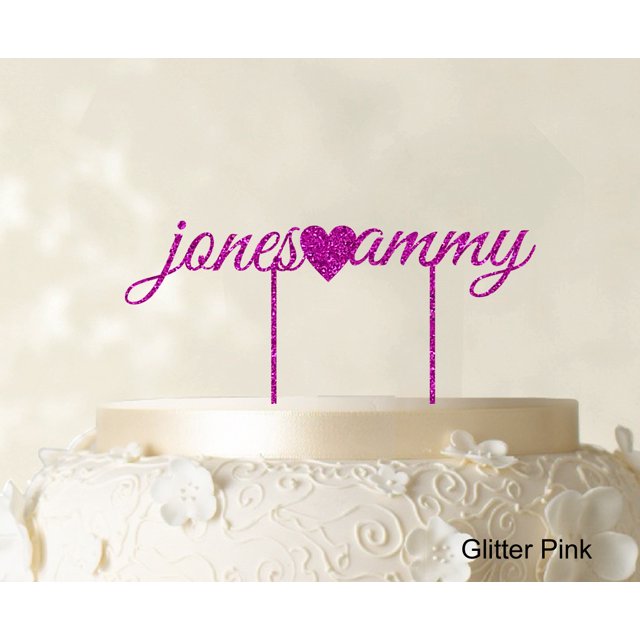 Custom Name Glitter Cake Topper Personalized Wedding Cake Toppers Color Option Available 5-7 Inches Wide