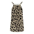thumbnail image 5 of Wycnly Formal Dresses for Women Beach Vacation Sexy Leopard High Waist Strap Tank Short Sundress Crewneck Sleeveless Striped Print Summer Mini Dress Khaki XXL, 5 of 6