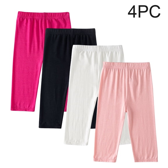 Amidoa Girls Capri Leggings Athletic Cropped Stretch Pants Basic Casual Soft Pants Multicolor 10 Years