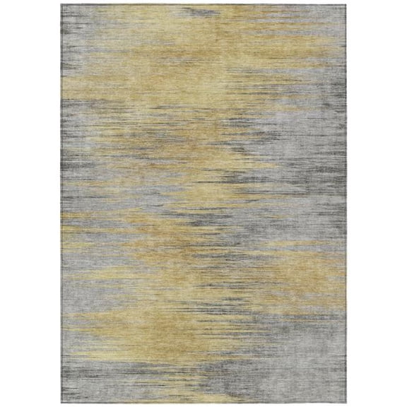 HomeRoots 587167 8 x 10 ft. Abstract Washable Indoor & Outdoor Rectangle Area Rug, Gold, Gray & Charcoal