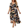 thumbnail image 2 of Gvmfive Women's Plus Size Maxi Dress Boho Floral Short Sleeve Ruffled Long Dress, 2 of 4