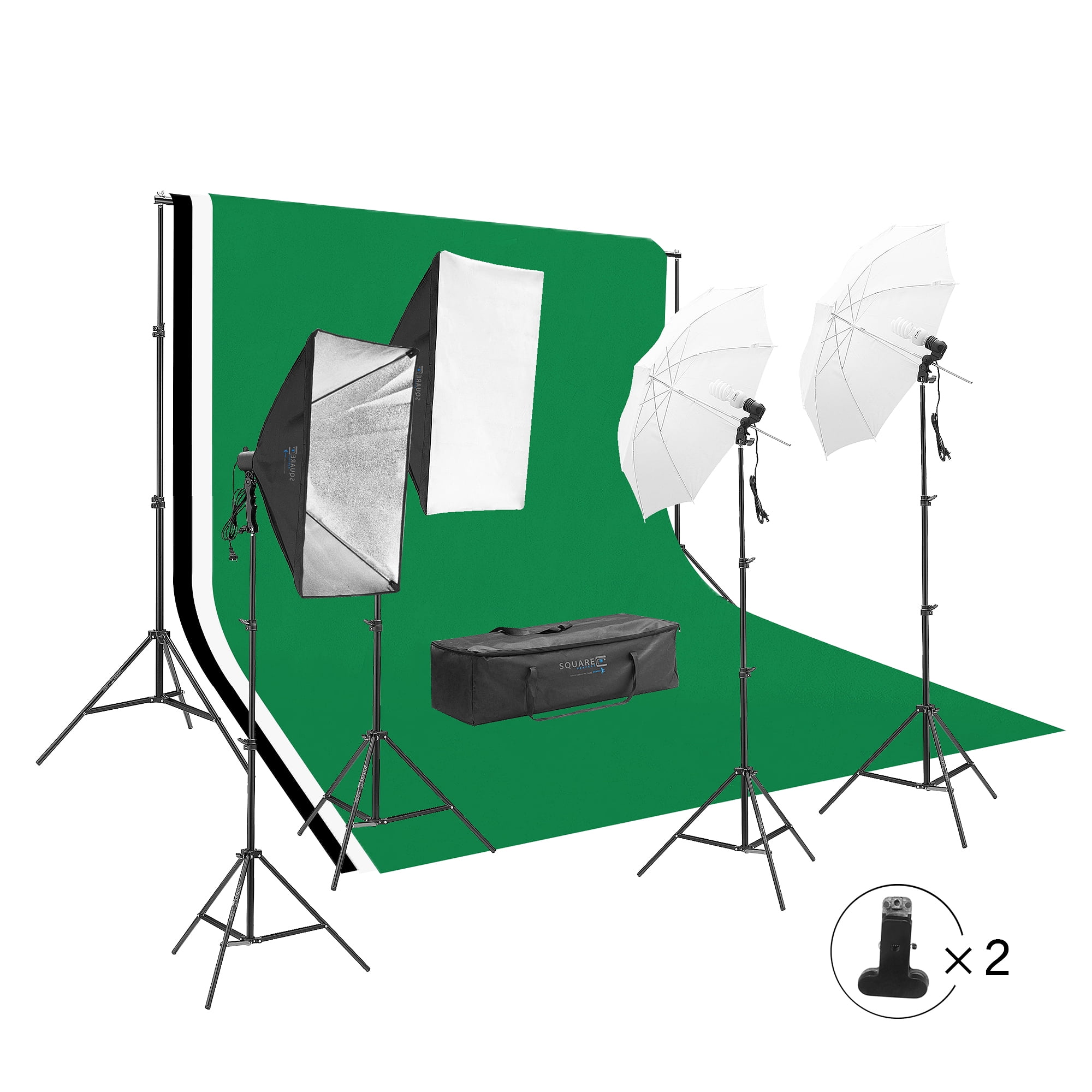 Square Perfect Photography Studio LED Lighting and Background Kit Four Backdrops