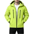 thumbnail image 2 of Sevevn Men Rain Jacket Hooded Regular Fit Waterproof Mesh Lined Fabric Dual Chest Zip Pockets Side Zip Pockets Neon Zipper Trim Cuffs For Hiking Wear, 2 of 7