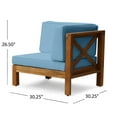thumbnail image 4 of GDF Studio Keith Outdoor Acacia Wood Loveseat with Cushions, Teak and Blue, 4 of 5