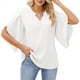 thumbnail image 3 of Blusa Holgada de con Cuello en V y Mangas 3/4 con Volantes para Mujer, Color , Talla S, 3 of 6