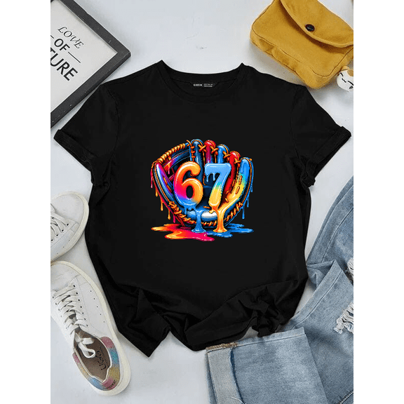 Youth Adult Baseball Drip Ice Cream Funny Lifestyle Graphic Art Unisex T-Shirt V16273 ,up to size 5XL