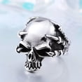 thumbnail image 4 of HOOUN Dragon Claw Skull Head Ring Stainless Steel Gothic Skull Punk Biker Jewelry Ring-9-Silver, 4 of 8