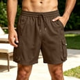 thumbnail image 2 of Sentmoon Cargo Shorts Gym Short Drawstring Elastic Waist Solid Color Running Shorts for Men Beach Necessities for Summer and Trip S-3XL, 2 of 8