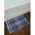 thumbnail image 2 of Checkered Bath Mat, Abstract Striped Design Scottish Culture Inspired Celtic Fashion, Non-Slip Plush Mat Bathroom Kitchen Laundry Room Decor, 29.5 X 17.5 Inches, Night Blue Cinnamon White, Ambesonne, 2 of 2