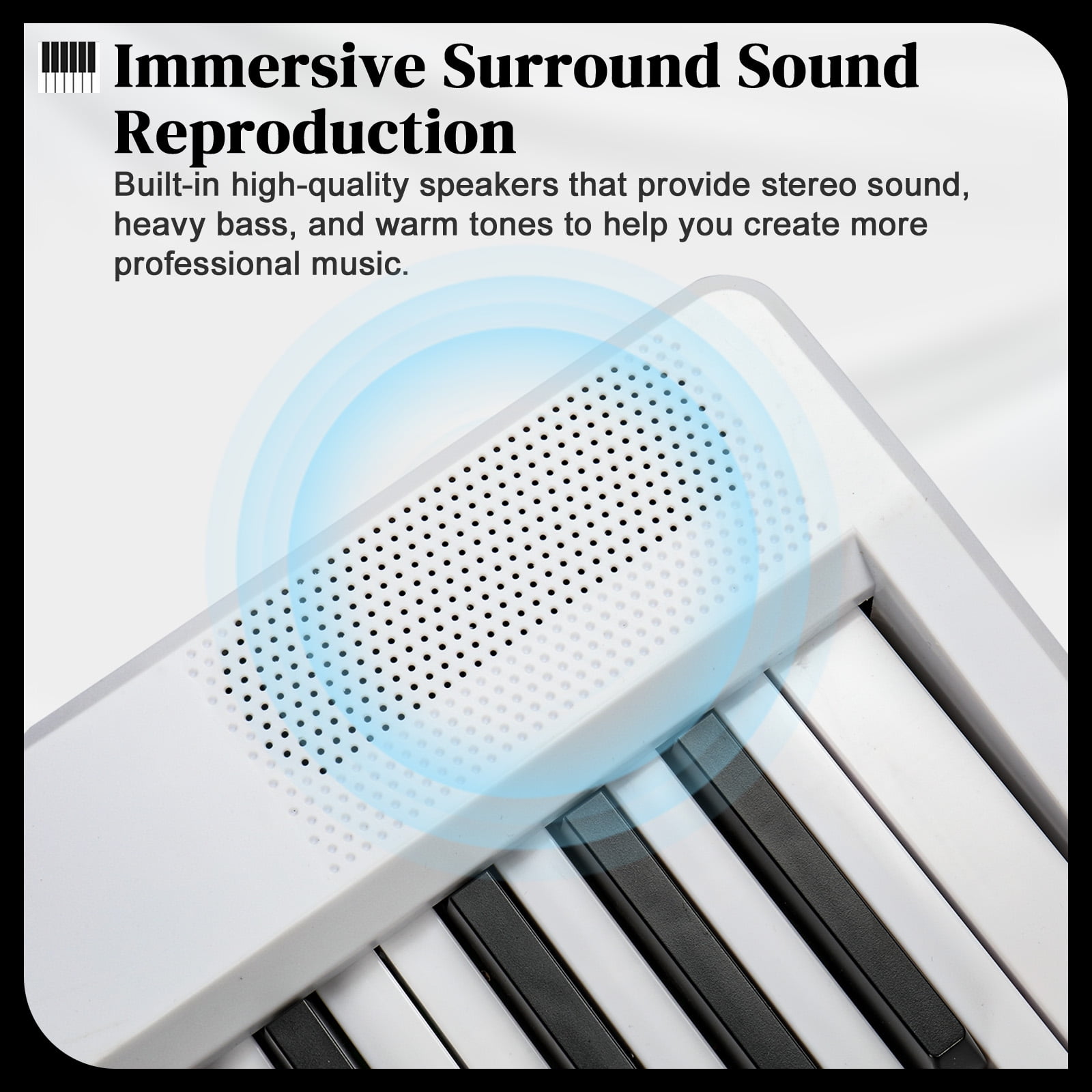ZHICHUN White 88 Key Folding Digital Piano Semi-Weighted Keyboard with Dual-Tube X-Stand MIDI Bluetooth Handbag & Headphone