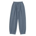 thumbnail image 6 of Women's Harem Pants Lightweight Loose Fit Drawstring Waist Side Pockets Cuffed Ankle Casual Summer Lounge Trousers, M, 6 of 7
