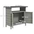 thumbnail image 2 of Grey PE Wicker Outdoor Storage Cabinet with Two Doors and Open Shelf, Weather Resistant Rattan Patio Sideboard for Pool, Backyard, and Spa, 35.4"L x 20.9"W x 33.5"H, Steel Frame, 2 of 7