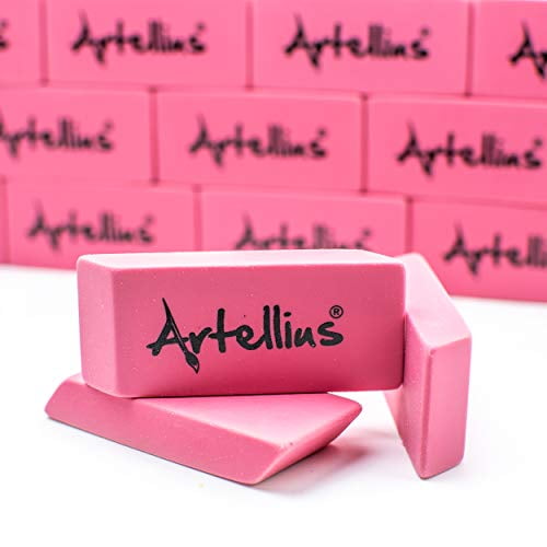 Artellius Large Pencil Erasers Bulk, Soft Pink, 100 Pack