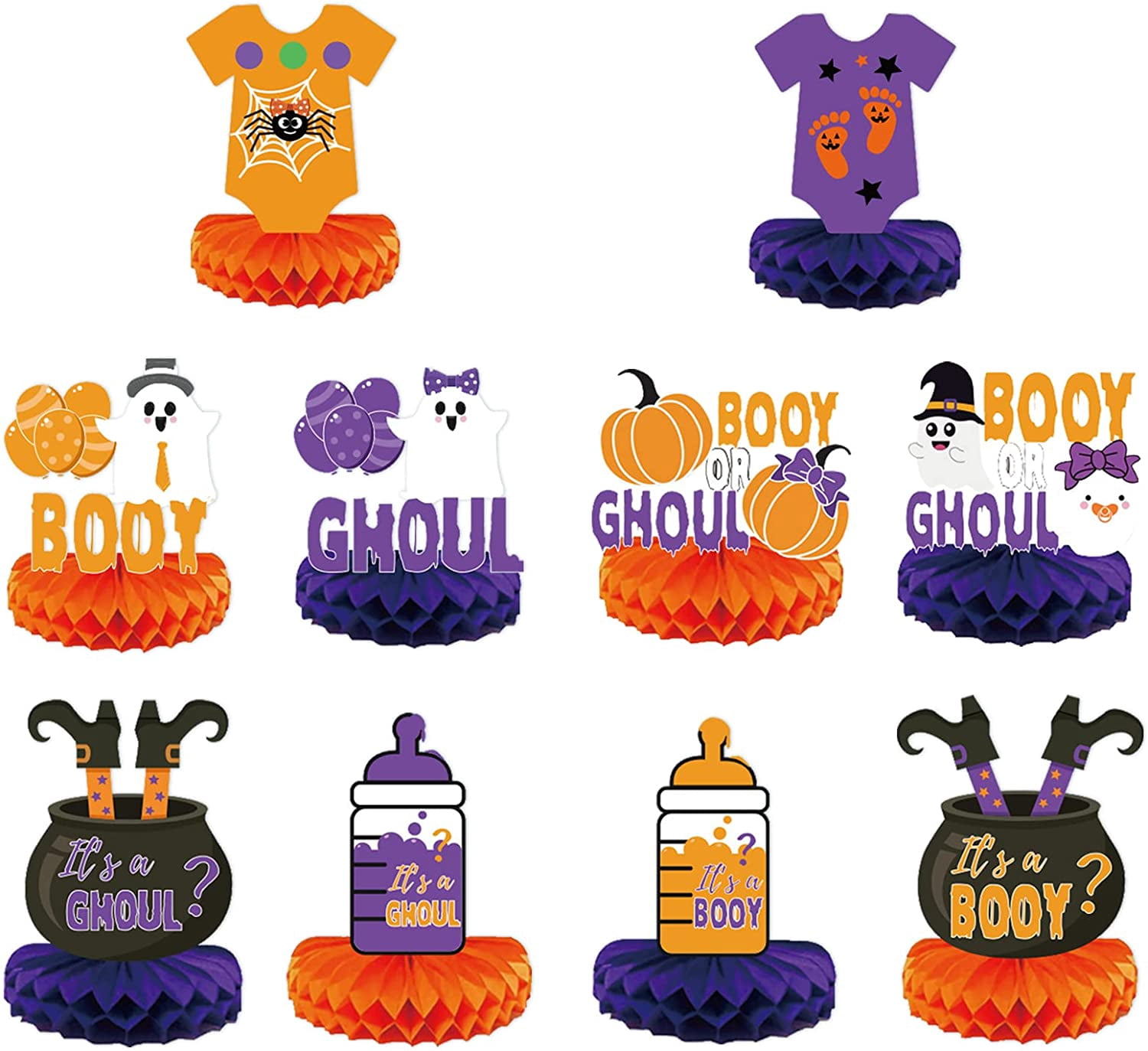 9 Pcs Halloween Baby Gender Reveal Centerpieces Table Toppers Gender Reveal Party