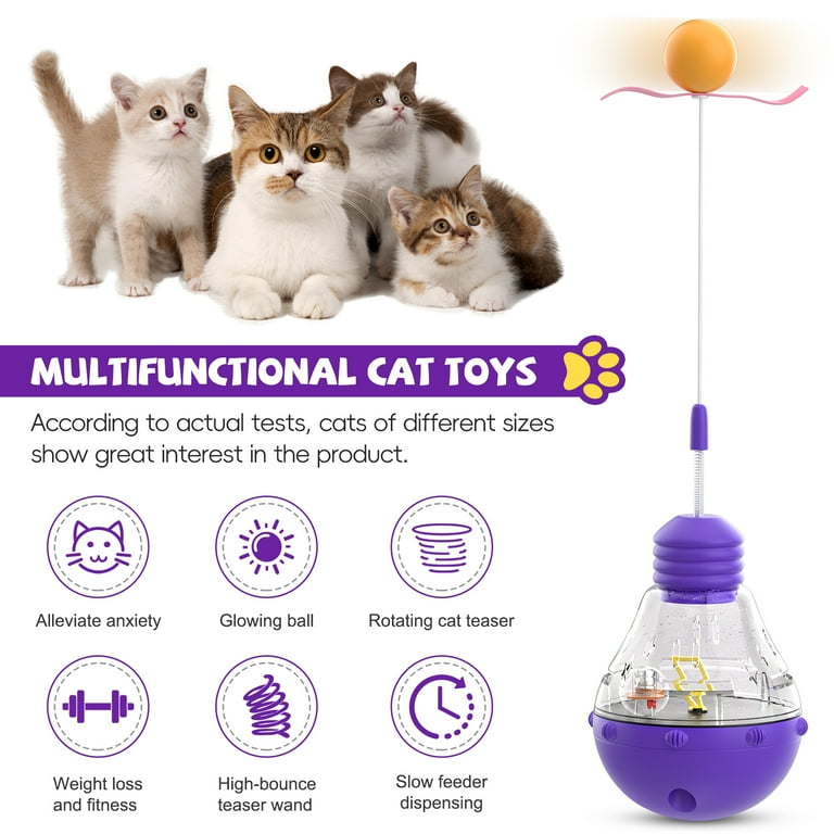 KKL Cat Toys for Indoor Cats Kitten Wand Toy Weight Loss Kitty Funny Balls Slow Food Dispenser Feeder Treat Dispensing Feeding Pet Supplies