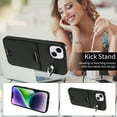 thumbnail image 3 of Case for iPhone 14 Wallet with Credit Card Holder & Finger Ring Kickstand, Premium PU Leather Slim Cover Shockproof Scratch Resistant Full Protection Phone Case for iPhone 14, Black, 3 of 10