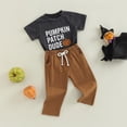 thumbnail image 3 of Douhoow Baby Boy Summer Clothes Infant Short Sleeve Pumpkin Print T-shirt + Elastic Waist Pants, 3 of 8