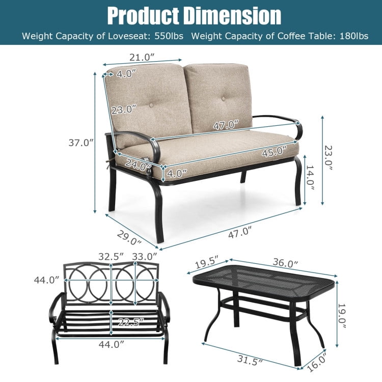 Aimee Lii 2 Pieces Outdoor Patio Furniture Set for Backyard and Poolside, Patio Conversation Sets, Beige