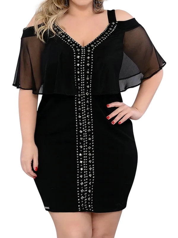 KVMeteor Women's Plus Size Sexy Sequins 