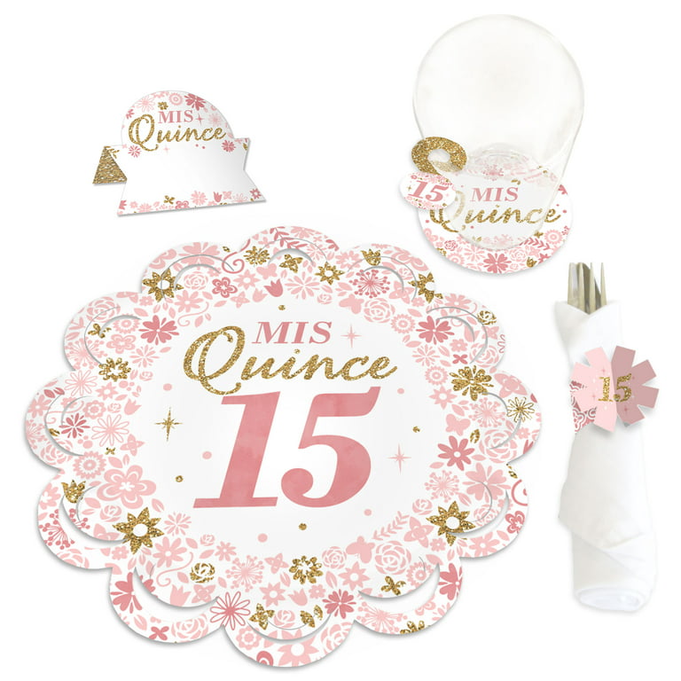 Big Dot of Happiness Mis Quince Anos - Quinceanera Sweet 15 Birthday Party Paper Charger and Table Decorations - Chargerific Kit - Place Setting for 8