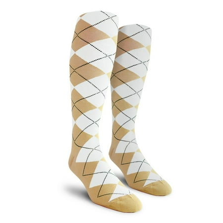 

Golf Knickers Colorful Knee High Argyle Cotton Socks For Men Women and Youth - GGG: Khaki/White - Ladies