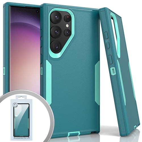 For Samsung Galaxy S24 Ultra SM-S928 Slim Tough Hybrid Cell Phone Cover Case - Teal