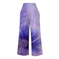 thumbnail image 5 of Yuwull Linen Pants for Women Womens Lightweight Summer Pants Casual Loose Wide Leg Pants Flower Print Plus Size Palazzo Pants for Women Vacition Beach Flowy Pants, 5 of 5