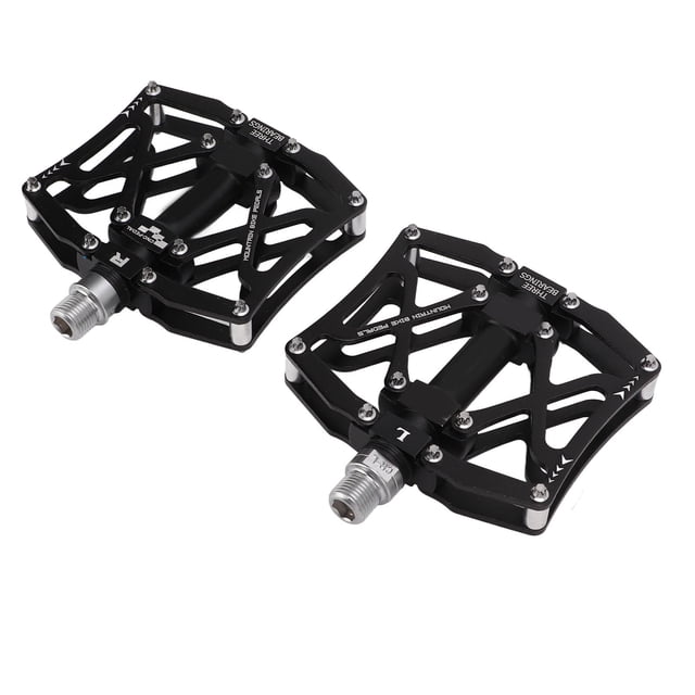 Pedales de bicicleta de montaña de aleación de aluminio CNC con rodamientos - Negro