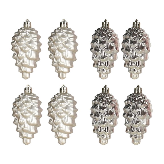 OAVQHLG3B Christmas Pinecone Ball Ornaments 8Pcs Shatterproof Plastic Decorative Christmas Pine Cone Ornaments Hanging Xmas Tree Baubles Glittering Decorations