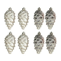 CuiLiyq 8 PCS Christmas Tree Pinecone Ornaments, Hanging Pine Cone Ornaments, for Christmas Tree Decor, Hanging Pine Cone Shape Christmas Decorations (Silver)