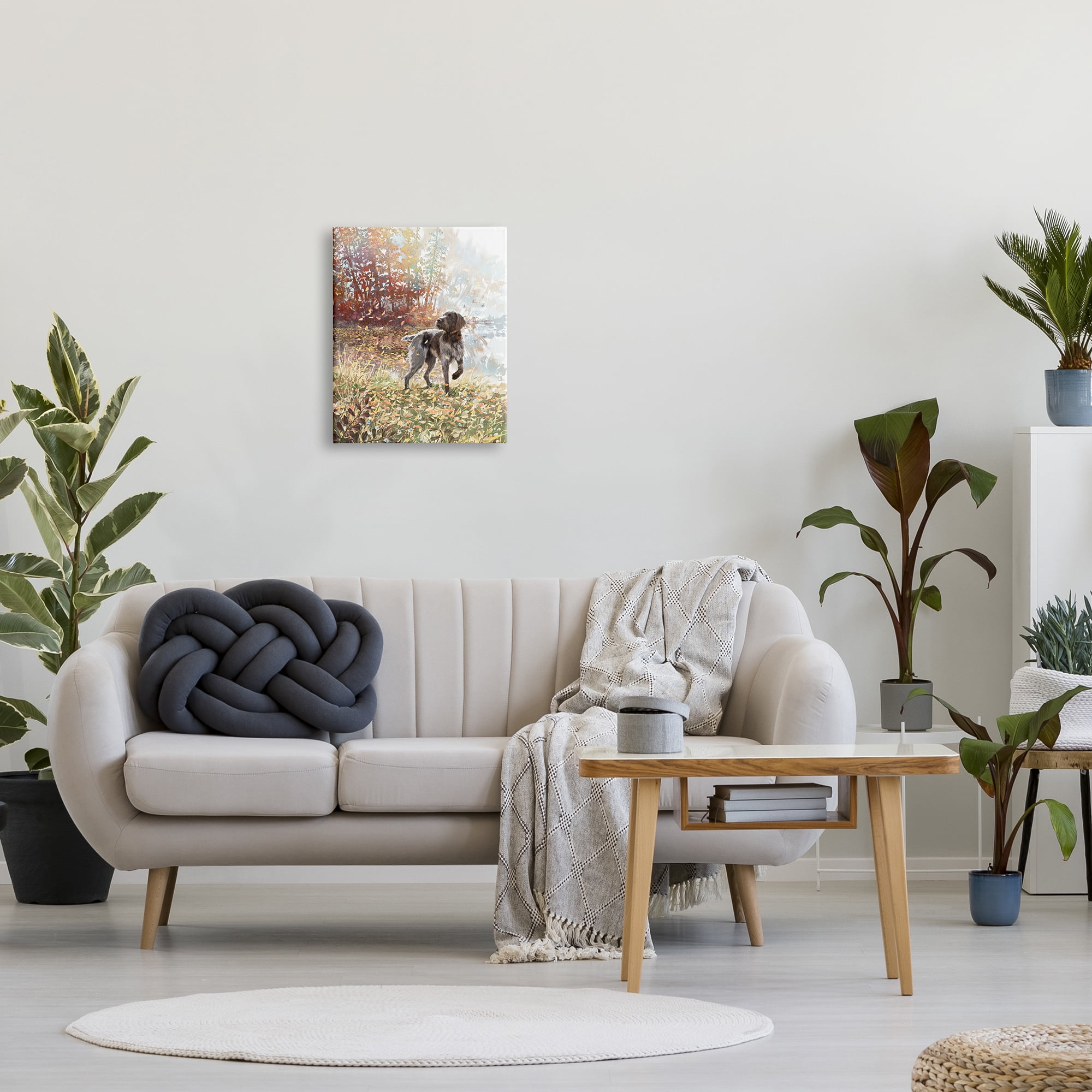 Stupell Pointer Dog Forest Lake Foliage Animals & Insects Painting Gallery Wrapped Canvas Print Wall Art