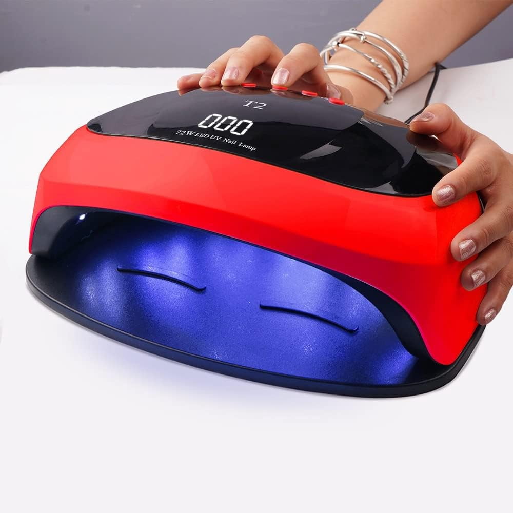 UV LED Nail Lamp, 72W Nail Curing Lamps for Home & Salon, Led Nail Dryer for Gel Polish with Automatic Sensor/4 Timer Setting, Professional Nail Art Tools for Fingernail and Toenail Nail