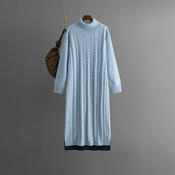 TTHXQING Fall Dress For Women Thick Knit Winter Loose Long Autumn Sweater Dress Sweater Dress wish