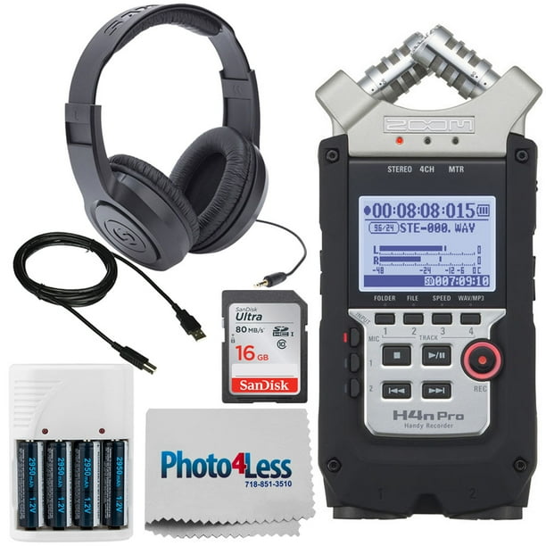 Zoom H4n Pro Handy Recorder + Stereo Headphones + SanDisk 16GB SD Card