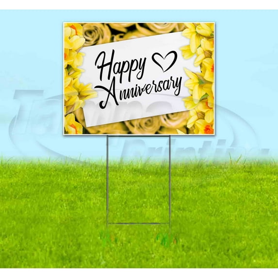 Happy Anniversary (18" x 24") Yard Sign, Includes Metal Step Stake