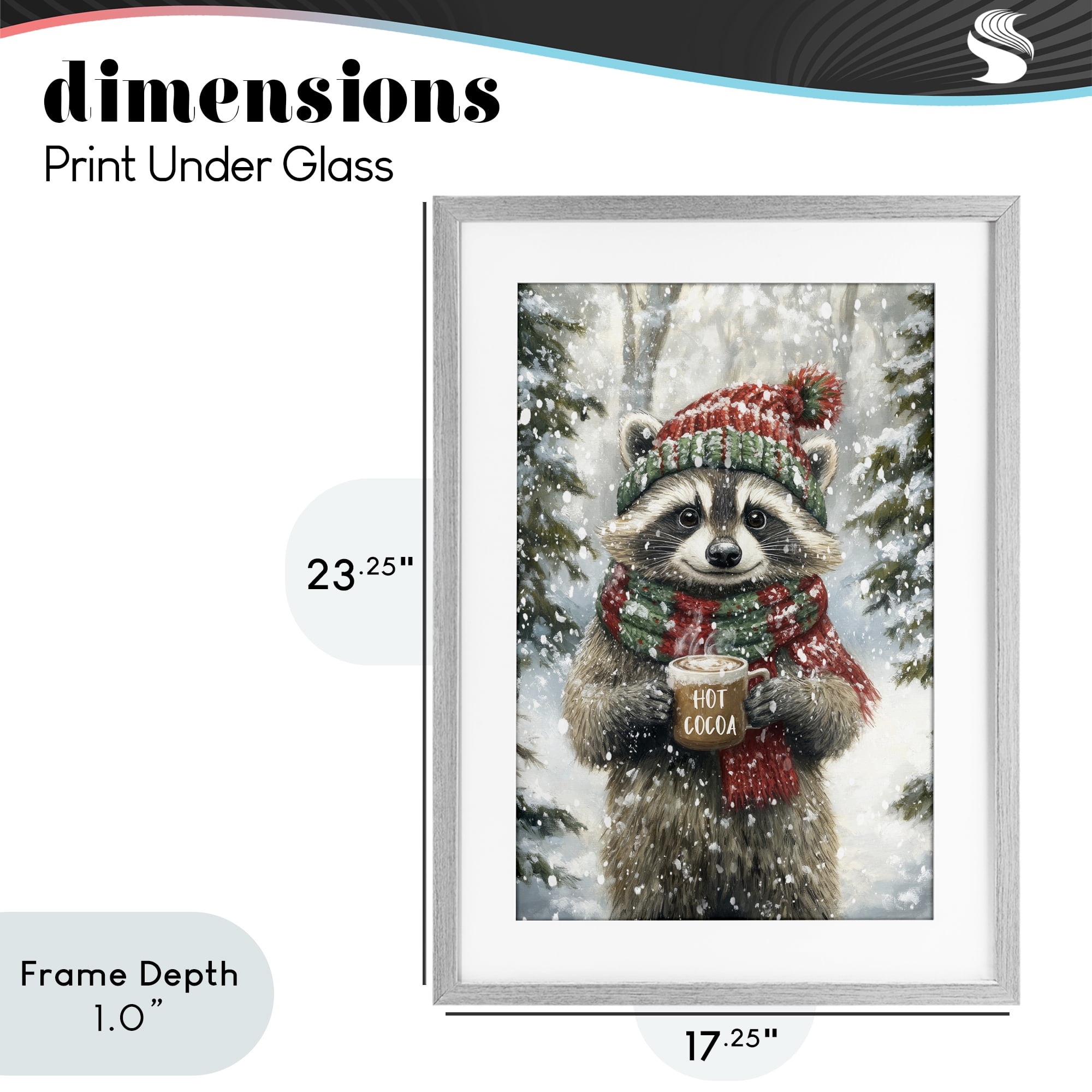 Stupell Industries Merry Cocoa Raccoon Gray Framed Print Under Glass, design by Tina LeCour