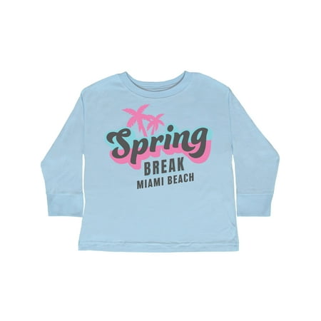

Inktastic Spring Break Retro with Palm Trees Miami Beach Gift Toddler Boy or Toddler Girl Long Sleeve T-Shirt