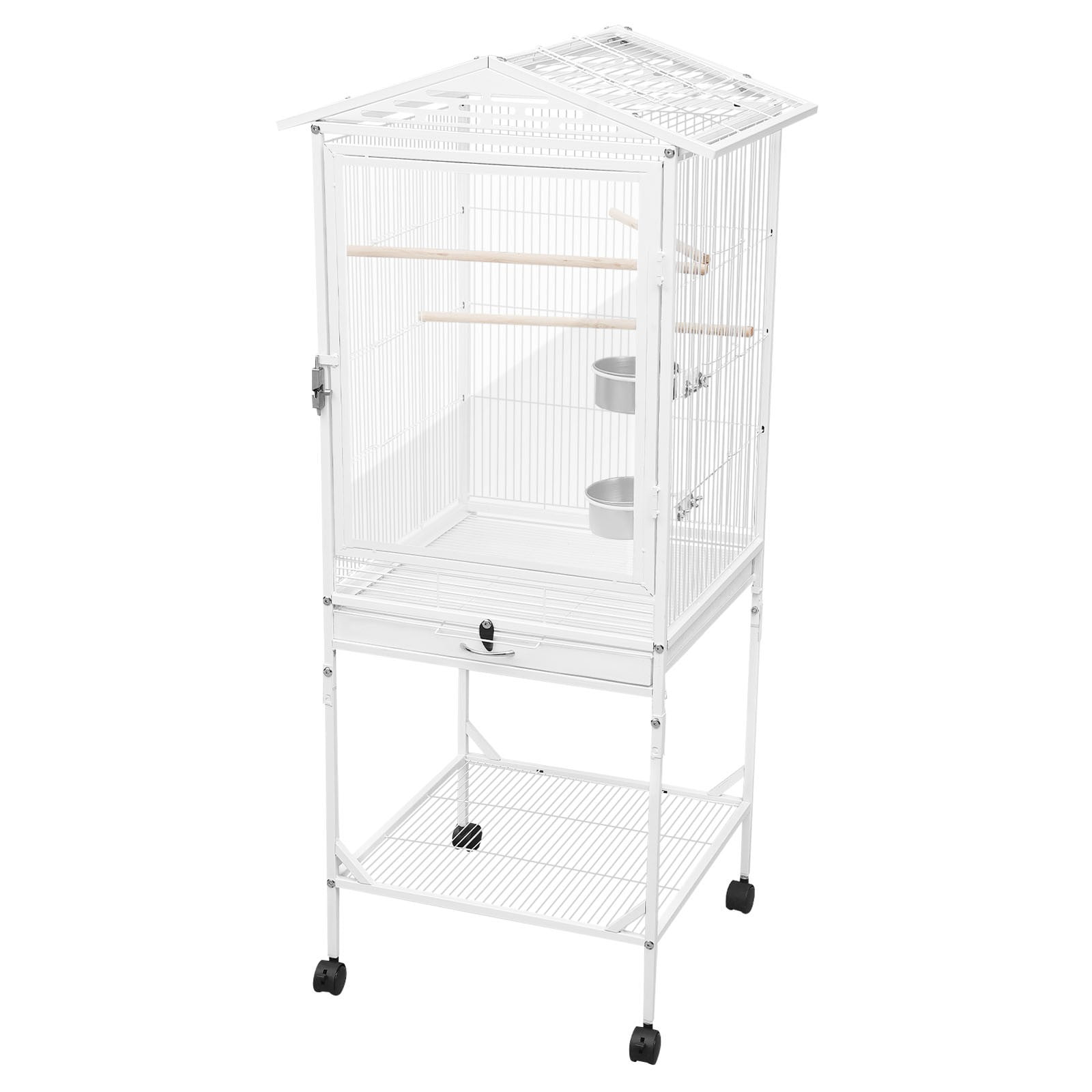 Bird Cage with Wheels, Cage for Parrots, Large Bird Cage, for Homes, Shops, and More on Balconies, for Cockatiels, Budgerigars, Long-tailed Parrots, or Other Birds