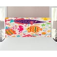 thumbnail image 1 of Sea Animals Headboard, Art Fish Seahorse Starfish Dolphin Coral Underwater Life, Upholstered Decorative Metal Bed Headboard with Memory Foam, Full Size, Multicolor, by Ambesonne, 1 of 4