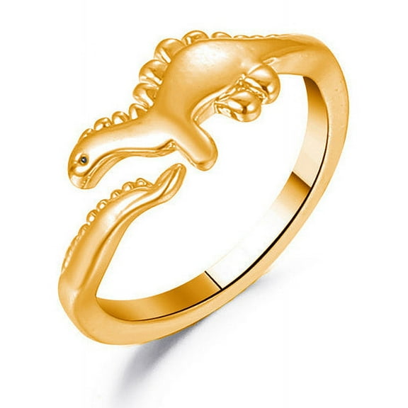 Cute Gold Dinosaur Adjustable Open Ring, Zinc Alloy, Animal Shape, Fashion Ring for Women and Men