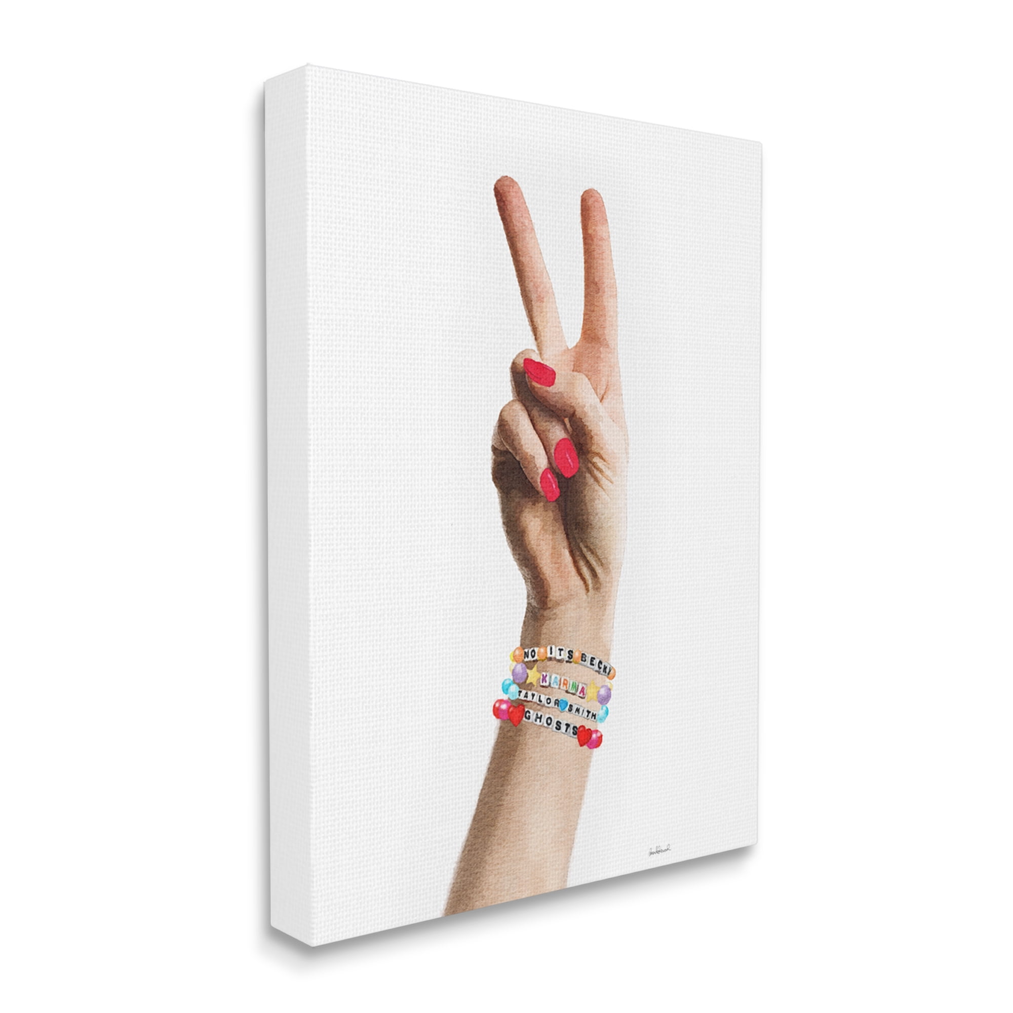 Stupell Industries Peace Sign Hand Beauty & Fashion Painting Gallery Wrapped Canvas Art Print Wall Art, 24 x 30