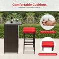 thumbnail image 3 of FDW Outdoor Furniture Set Wicker Bistro Set 3PCS Patio Bar Set with Two Stools for Patio Backyard Balcony,Red Cushion, 3 of 7