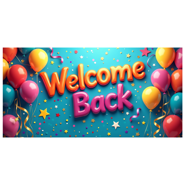 Welcome Back Banner Gradient Heart Stars Party Decoration Background Backdrop for Office Classroom Event Photography Celebration Decors
