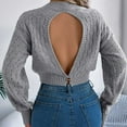 thumbnail image 5 of hotojiny Sweaters for Women Long Sleeve Hollow Out Casual Cropped Sweater Crew Neck Backless Knit Pullover Tops, 5 of 5